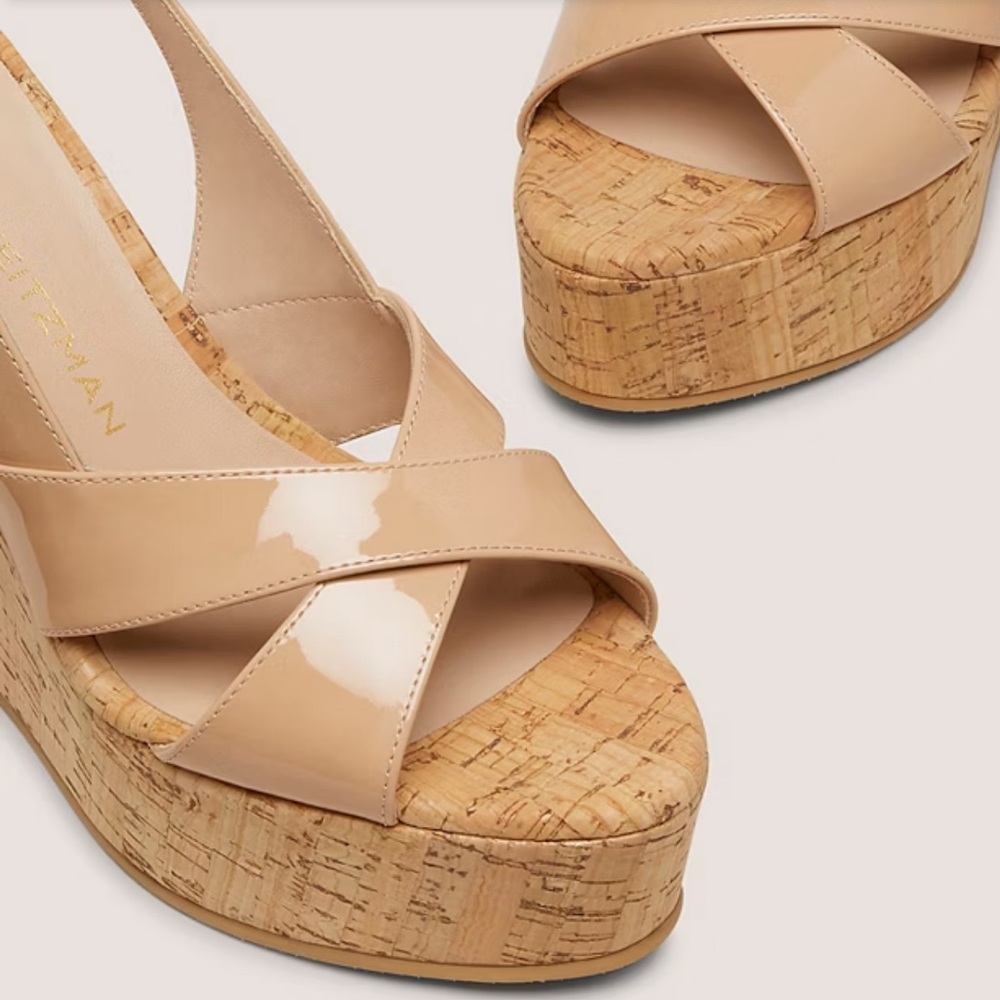 🌹STUART WEITZMAN🌹 Dayna Slingback Wedge Adobe Beige Size: 7.5B - Picture 4 of 12
